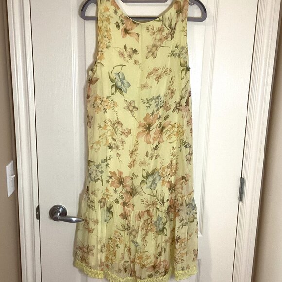 Bellambia Women's Dress Size M Yellow Floral Sleeveless Silk Blend Sleeveless - Picture 4 of 7